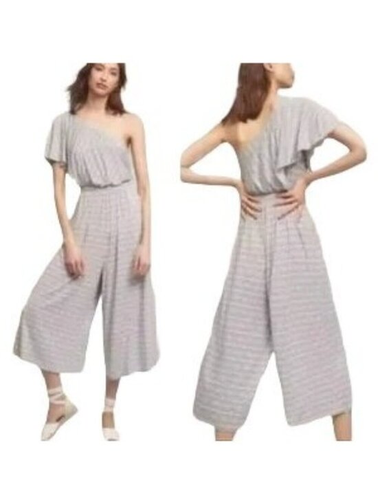 Anthropologie Pants - Anthropologie Maeve Jamie White One Shoulder Jumpsuit